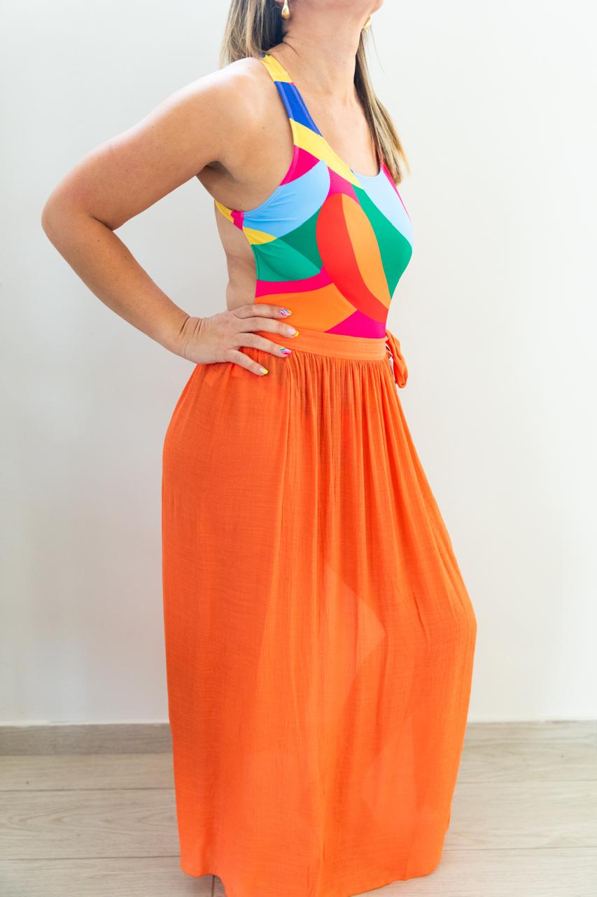 Orange Beachside Knot Cover-Up Skirt