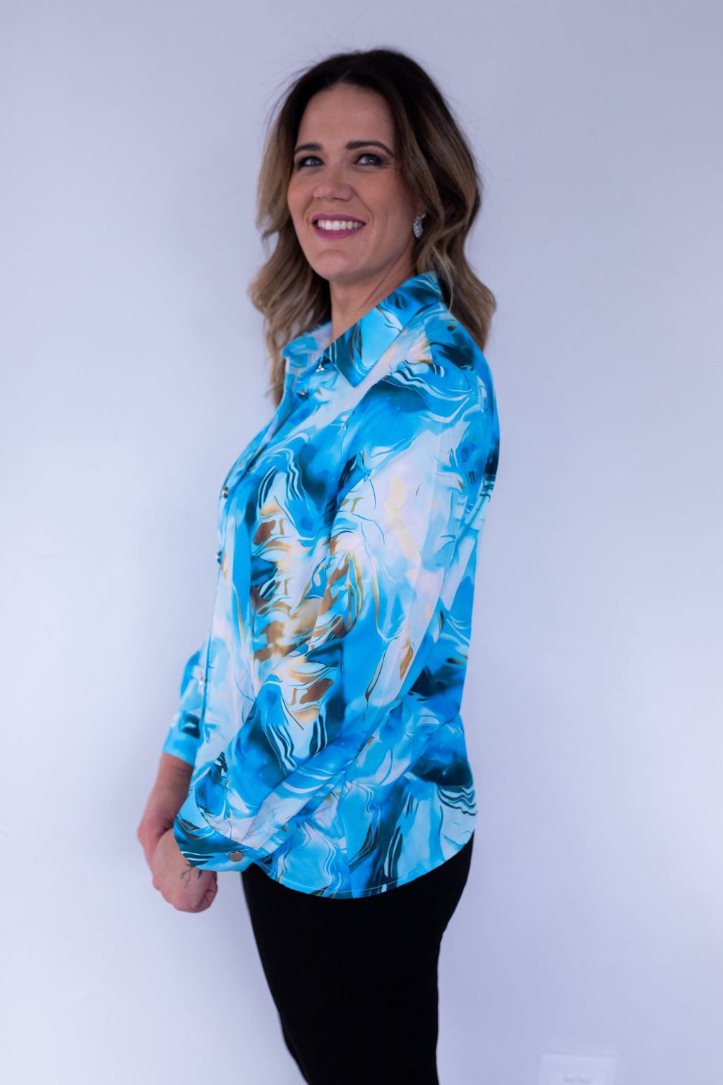 Blue Marble Long Sleeve Blouse