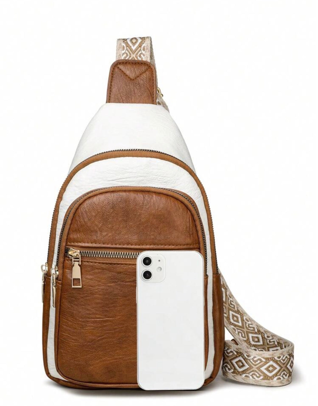 Brown and White Luxe Sling Bag