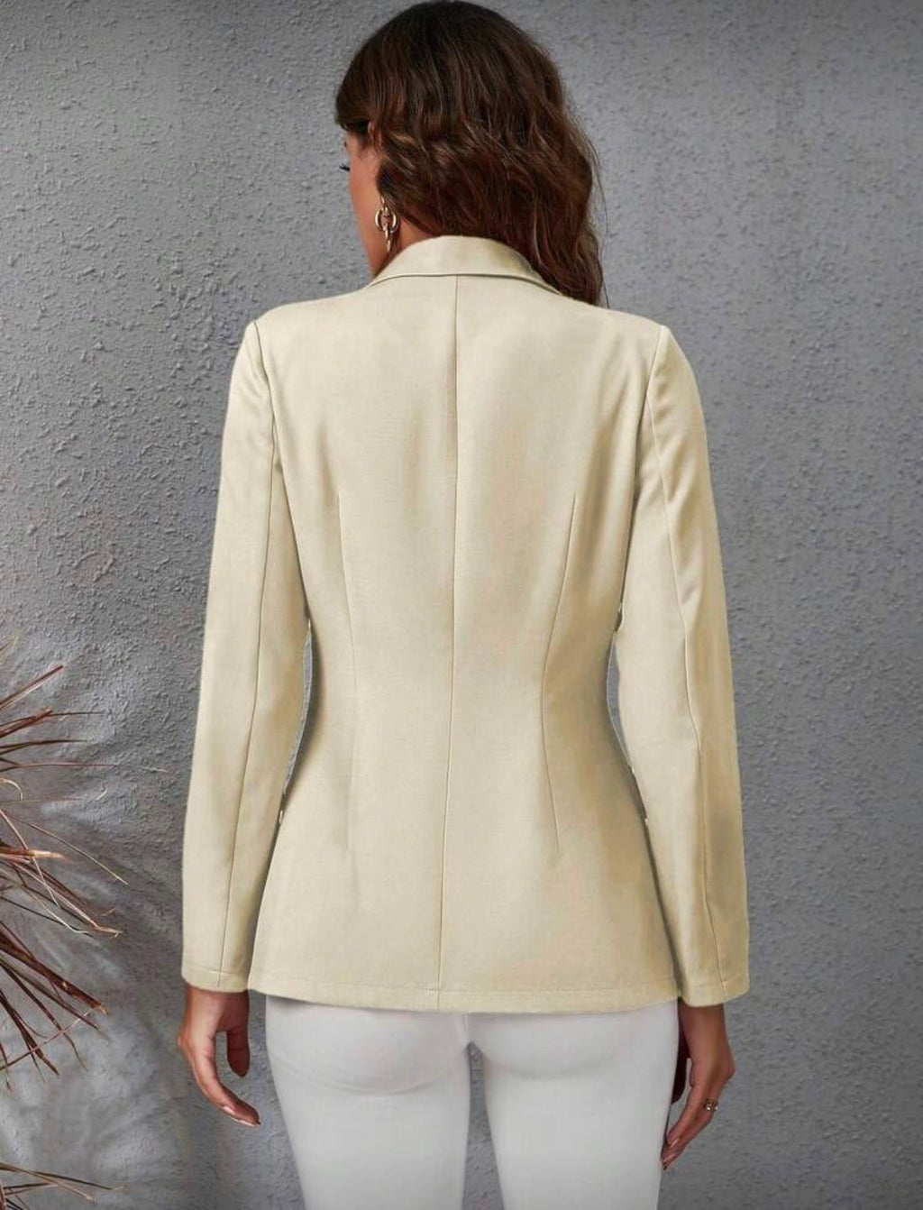 Pale Yellow Double Breasted Lapel Blazer – Structured Tailored Fit