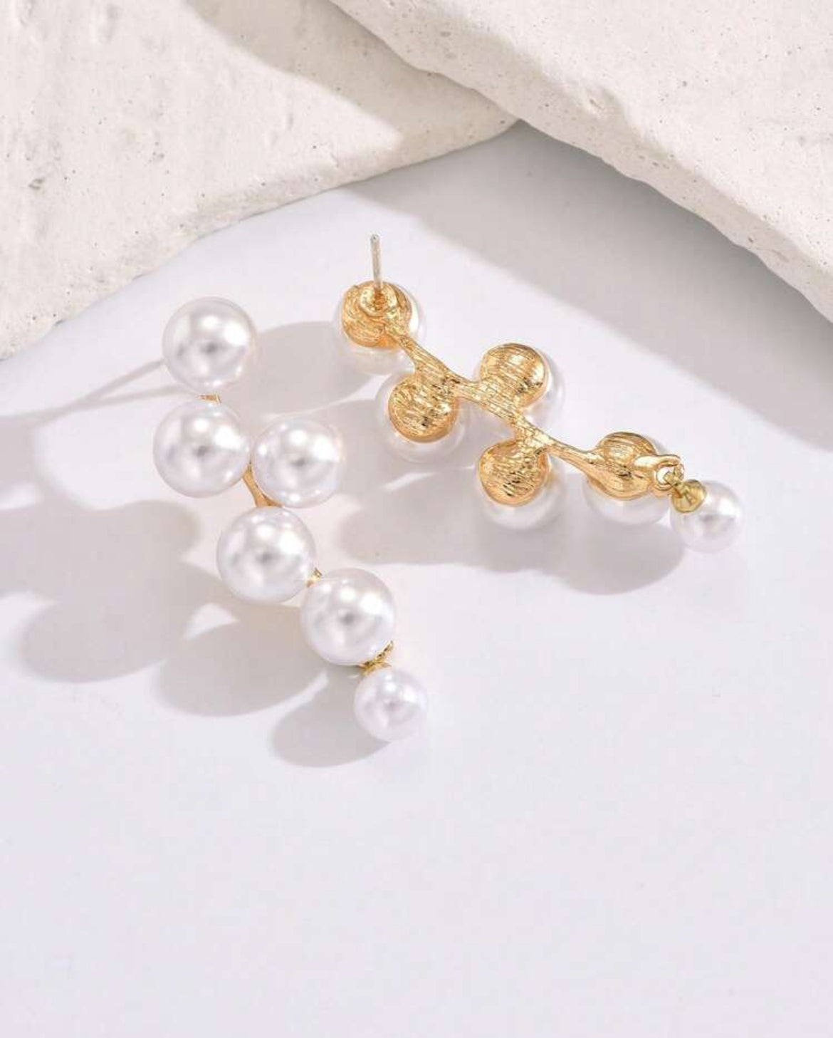 Faux Pearl Grape Cluster Stud Earrings