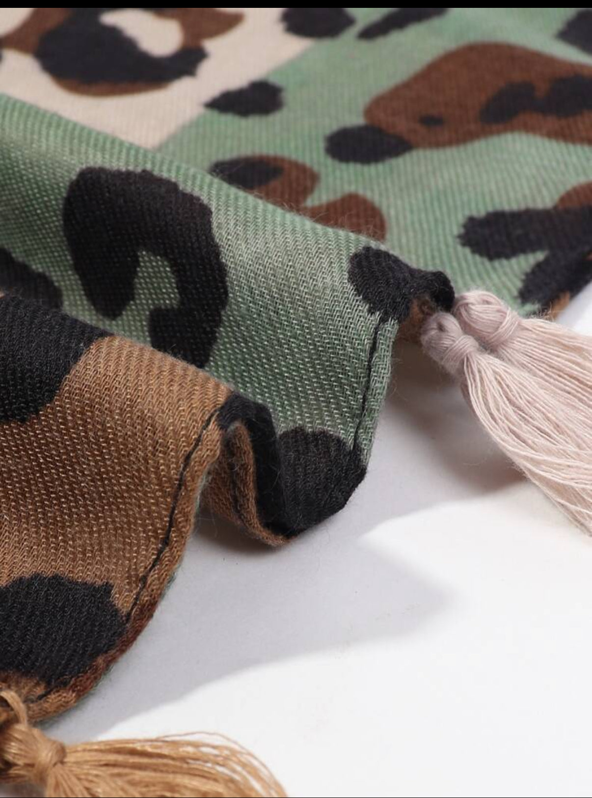 Leopard and Green Scarf
