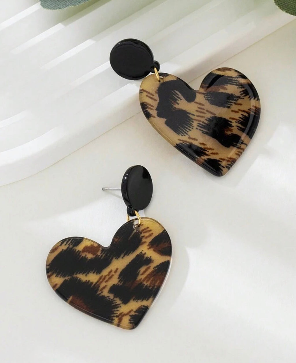 Leopard Heart Statement Earrings