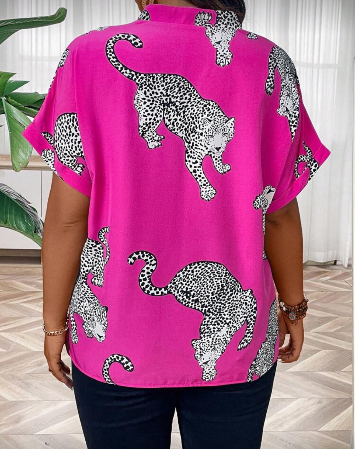 Hot Pink Tiger Blouse (Curve)