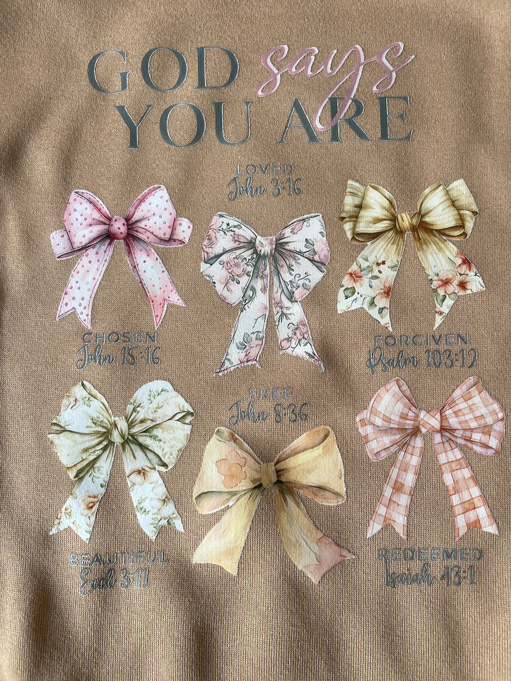 Beige Pullover “God Says You Are”