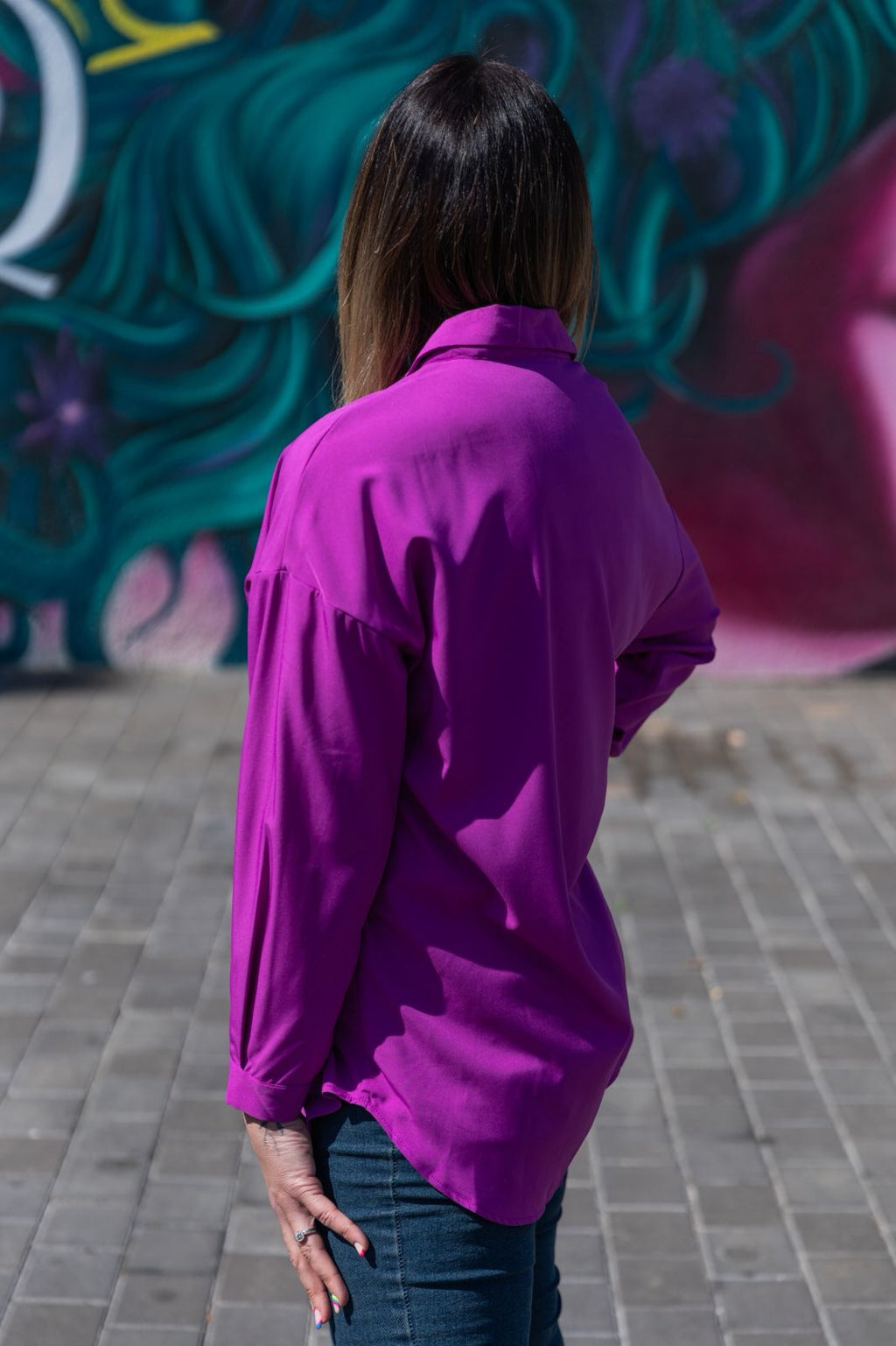 Electric Purple Collared Button-Up Shirt