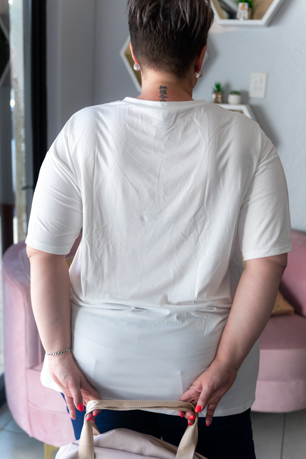 Curve Longline Cocktail Club Graphic V-Neck T-Shirt