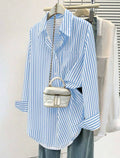 CURVE Blue and White Stripped Blouse