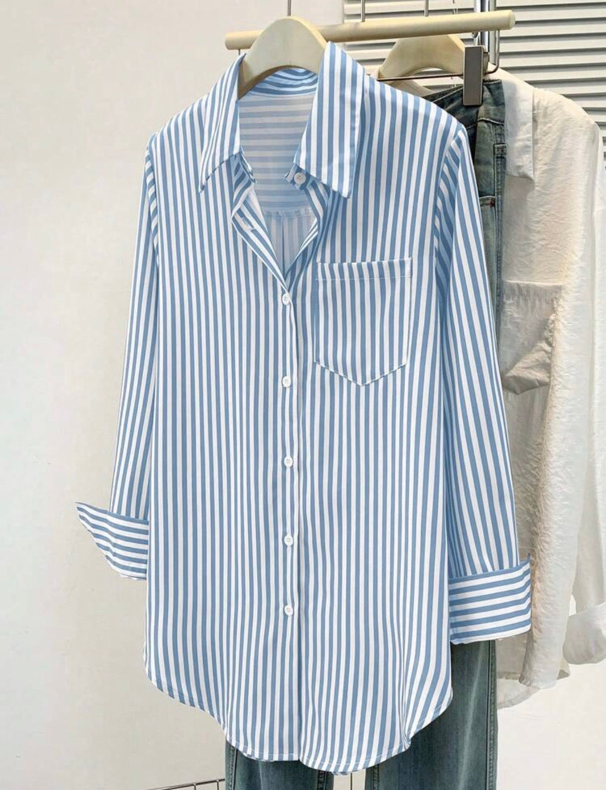 CURVE Blue and White Stripped Blouse