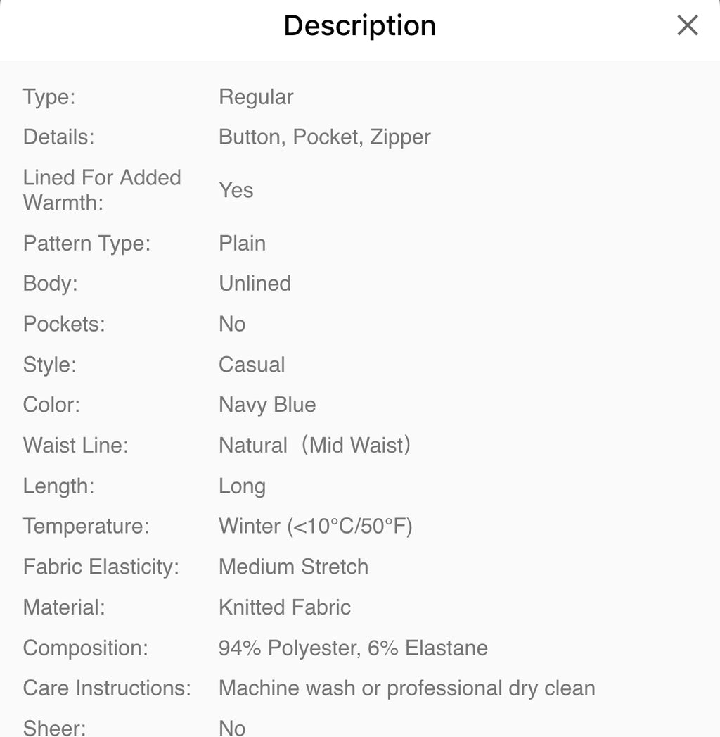 Navy Blue Thermal Lined Leggings