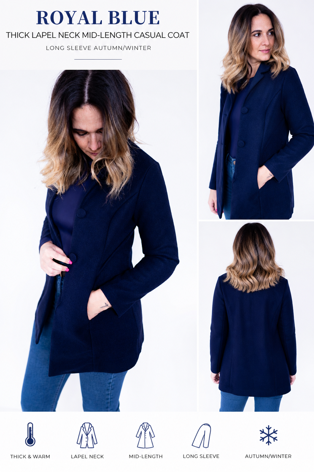 Royal Blue Classic Coat