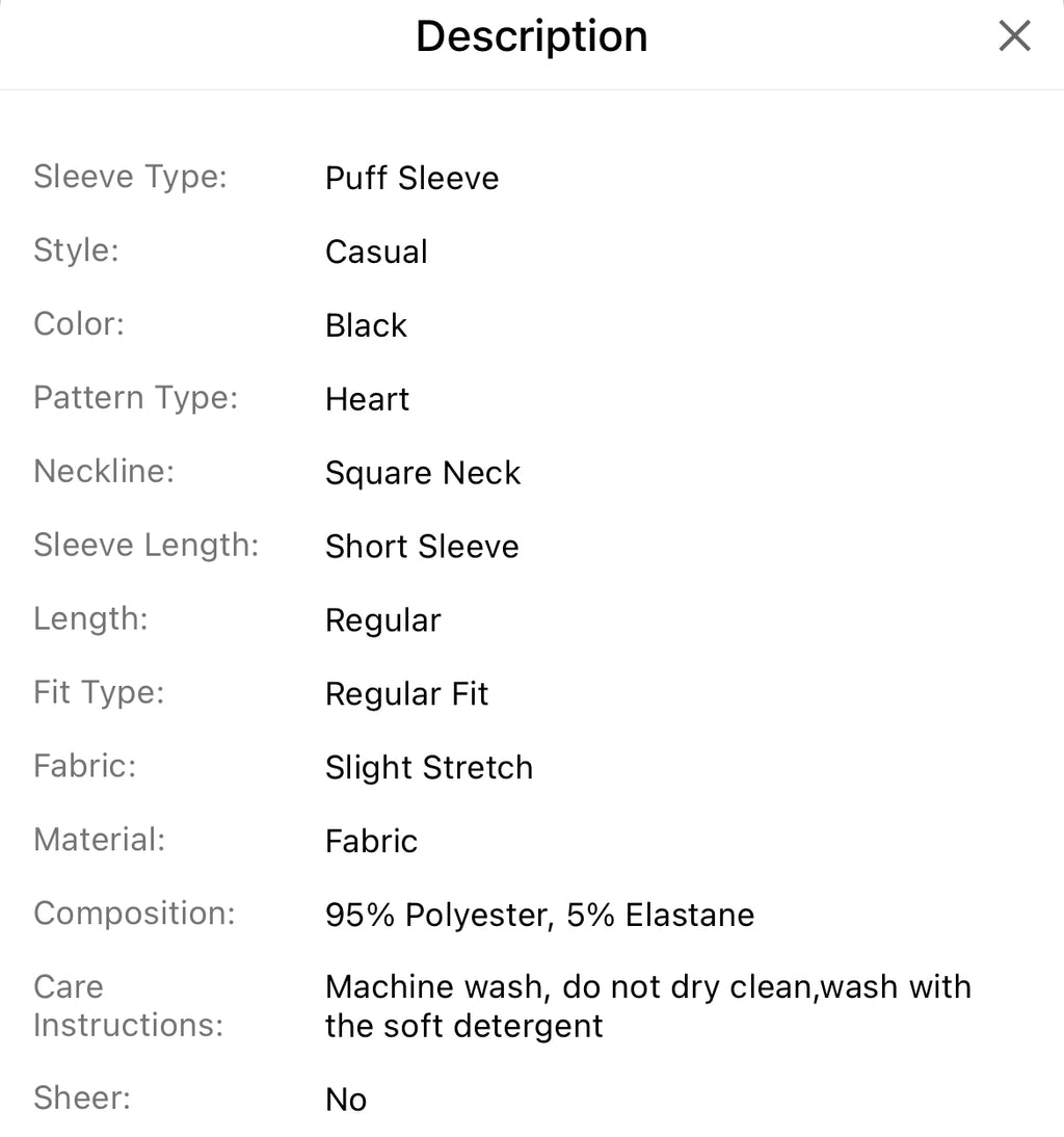 SHEIN Privé Plus Size Heart Print Square Neck Puff Sleeve T-Shirt