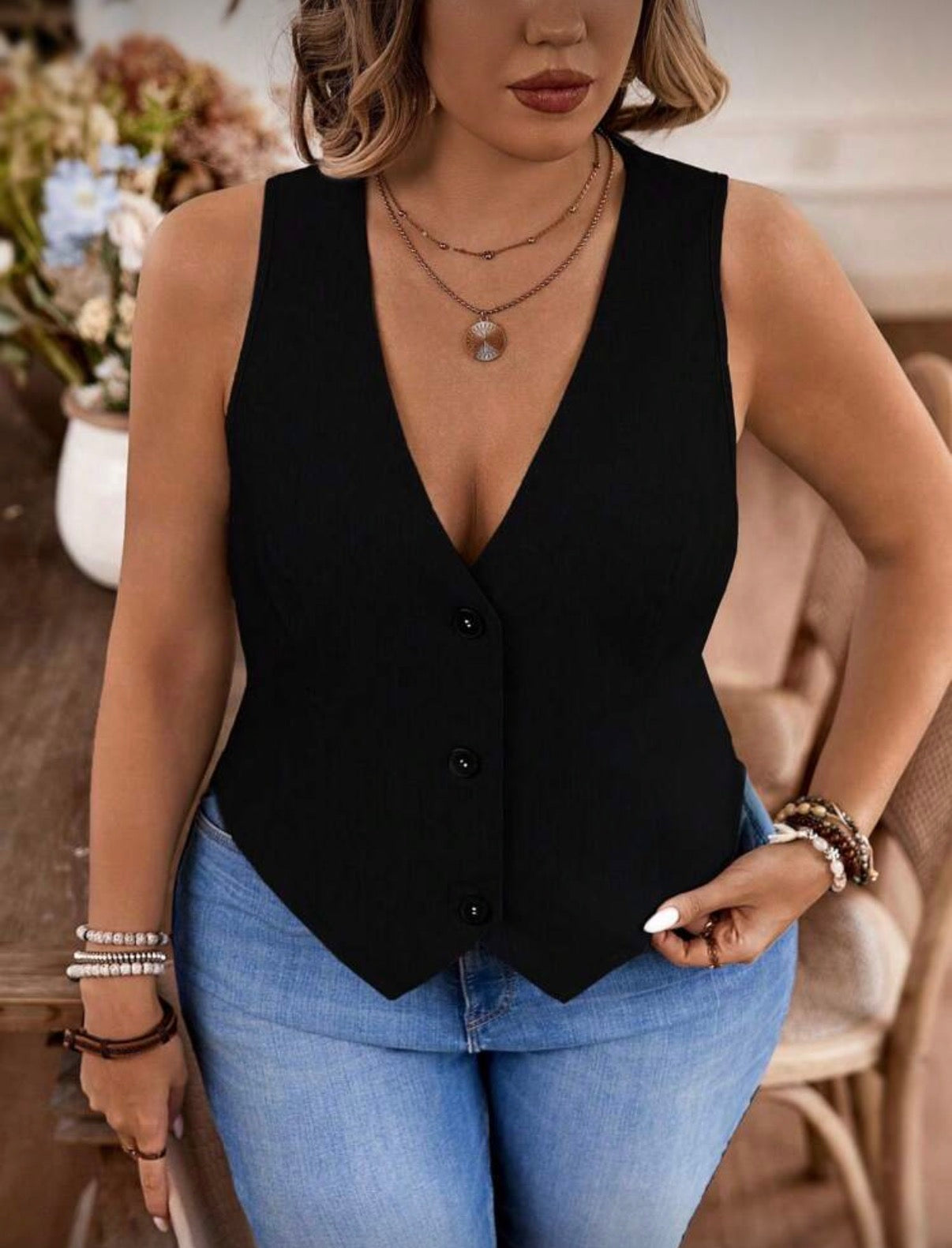 Black Curve Waistcoat