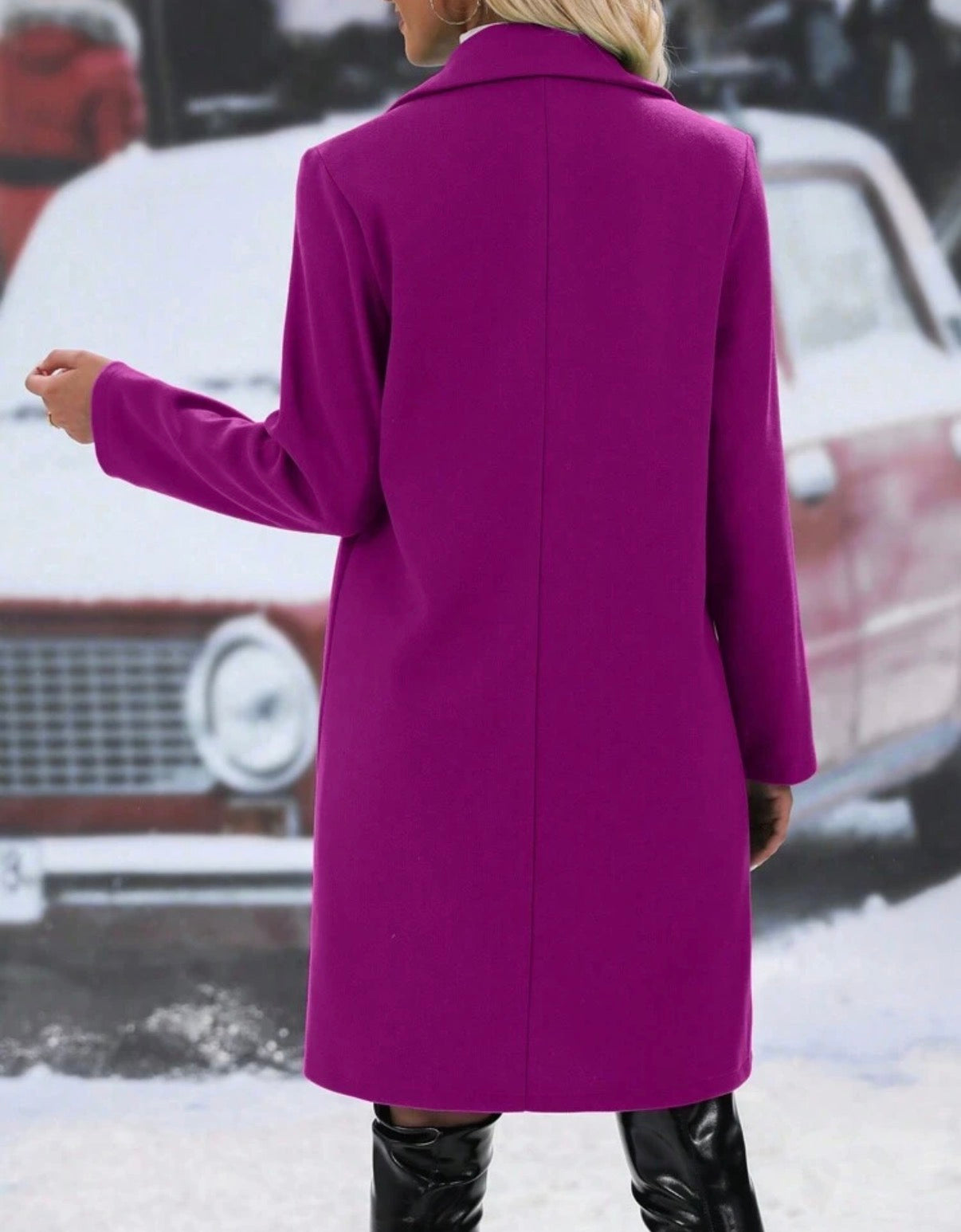 Plum Double-Breasted Coat