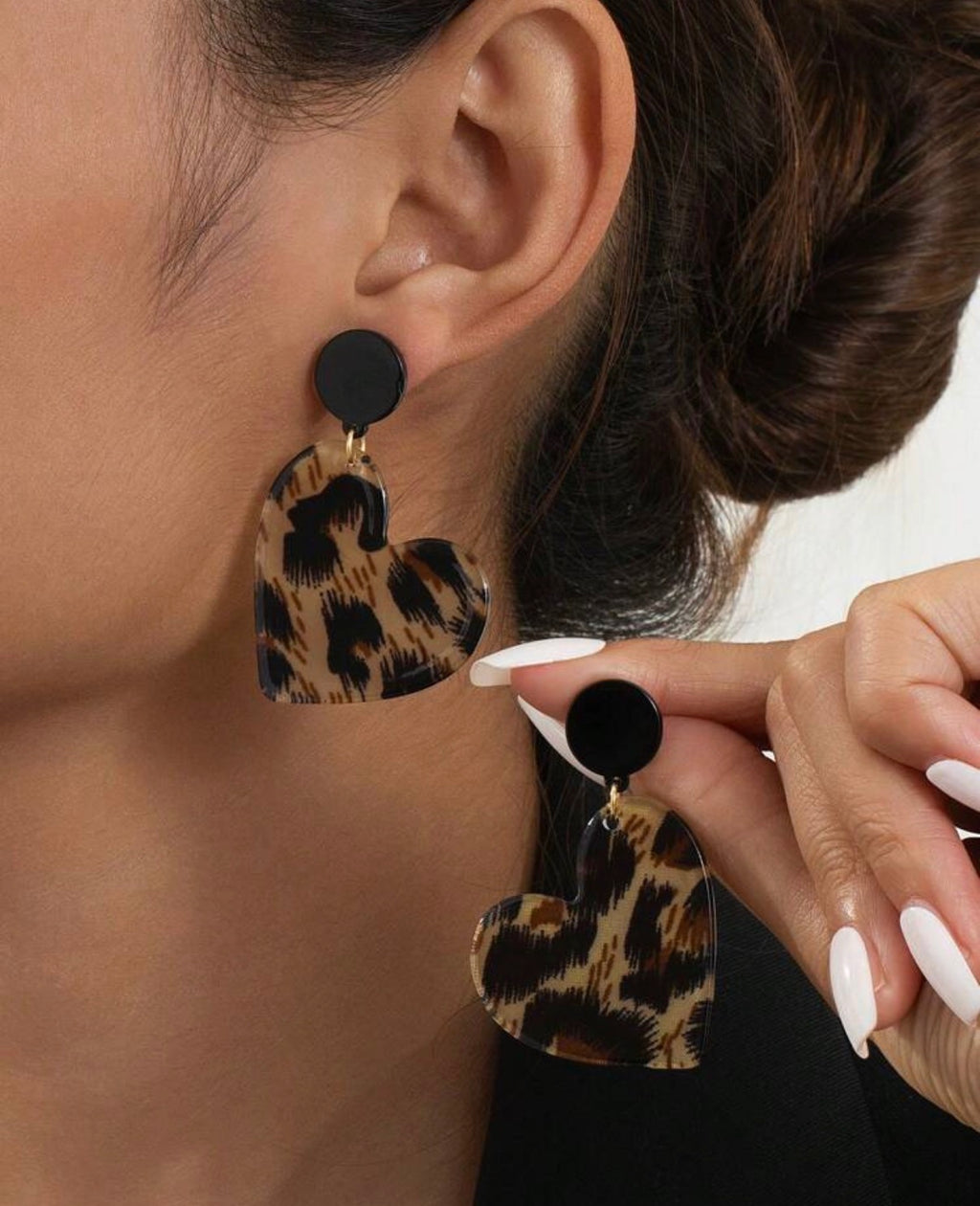 Leopard Heart Statement Earrings