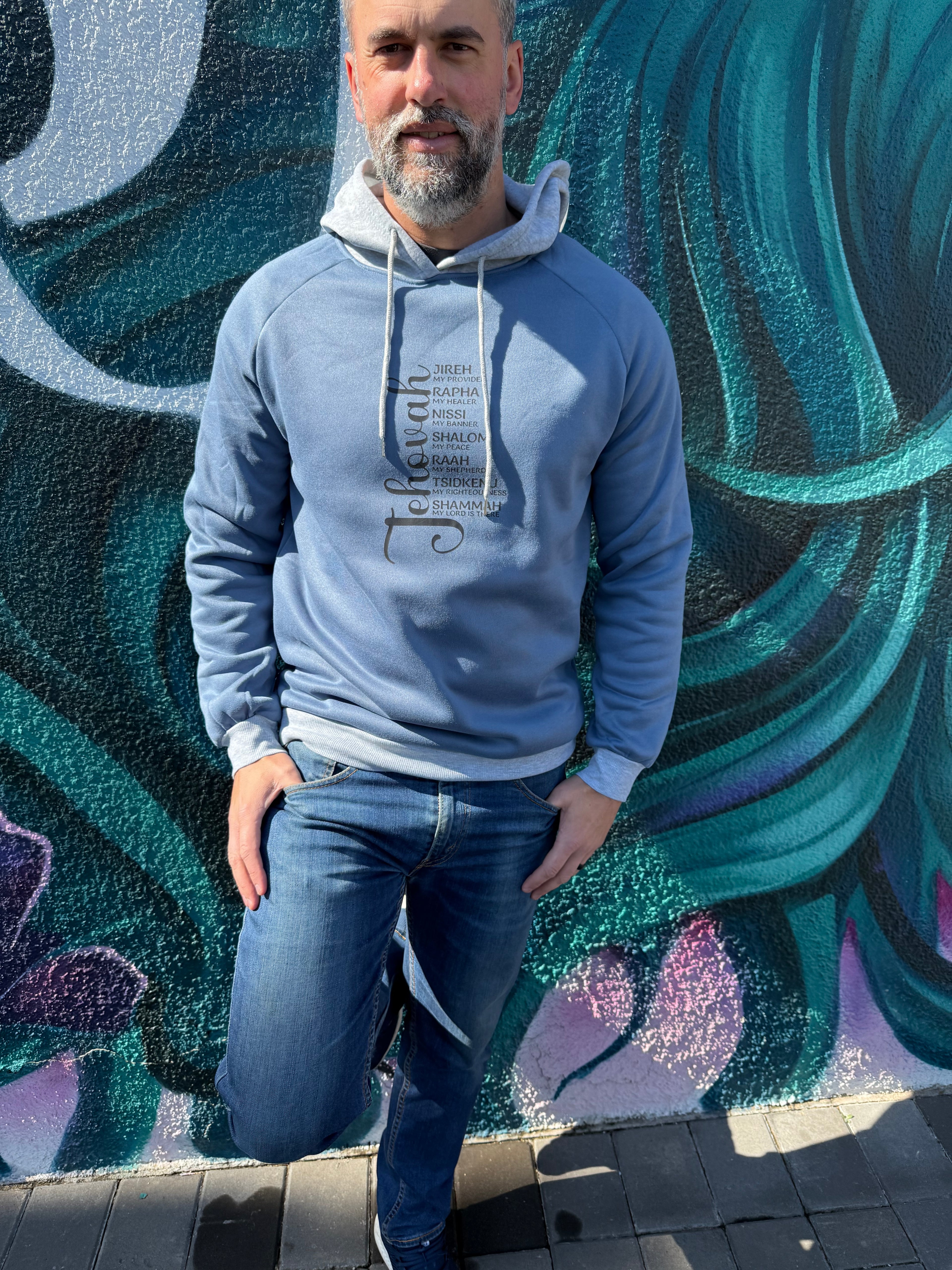 Jehovah Blue and Grey Thermal Lined Hoodie