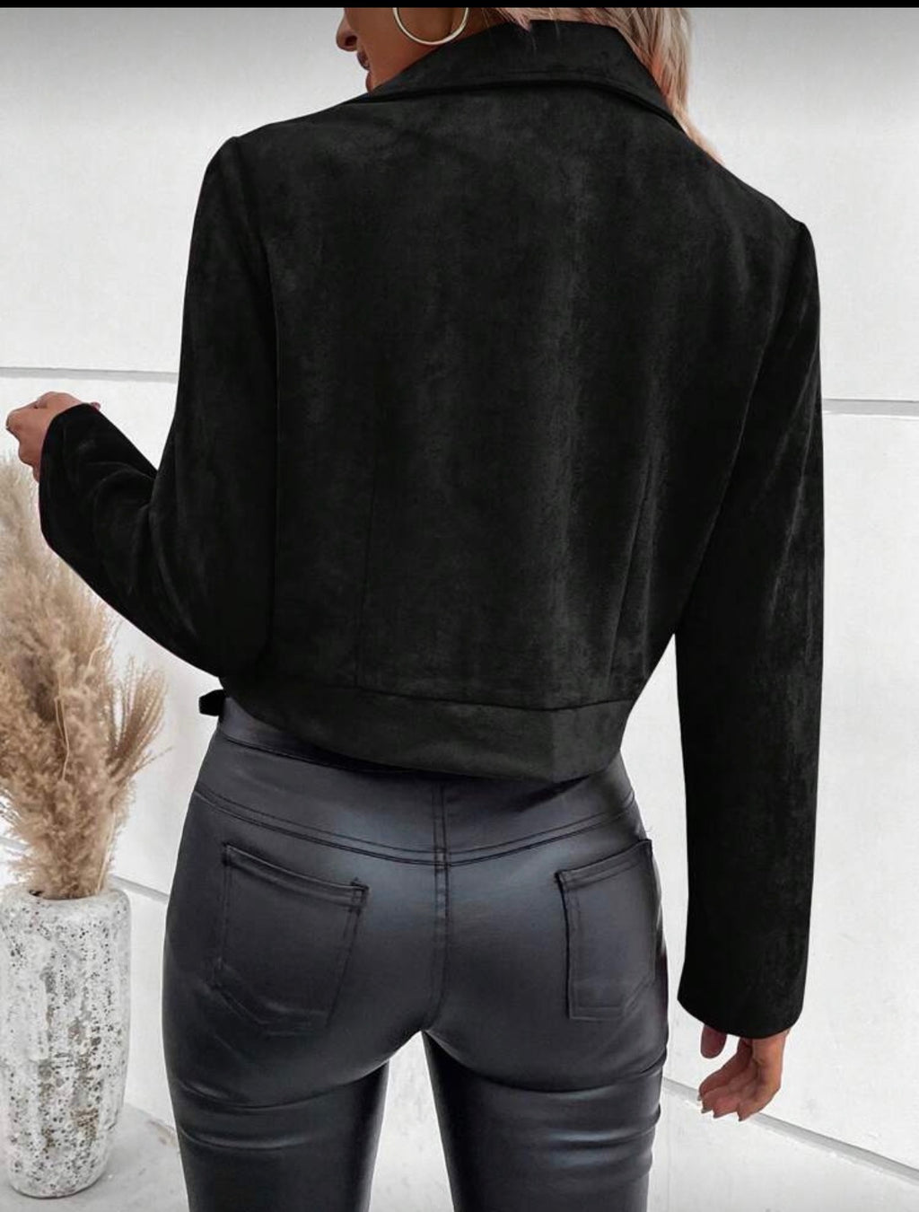 Suedette Biker Jacket (Black)