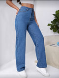 High Waist Boyfriend Jeans Medium Washed