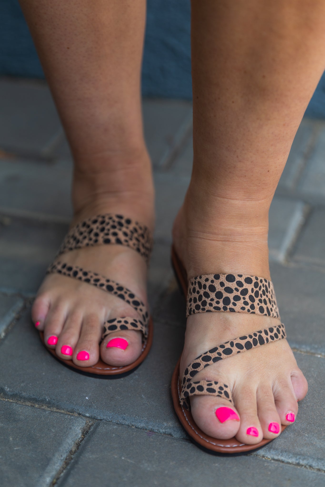 Leopard Print Flat Slide Sandals