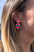 Abstract Pop Earrings – Pink & Green