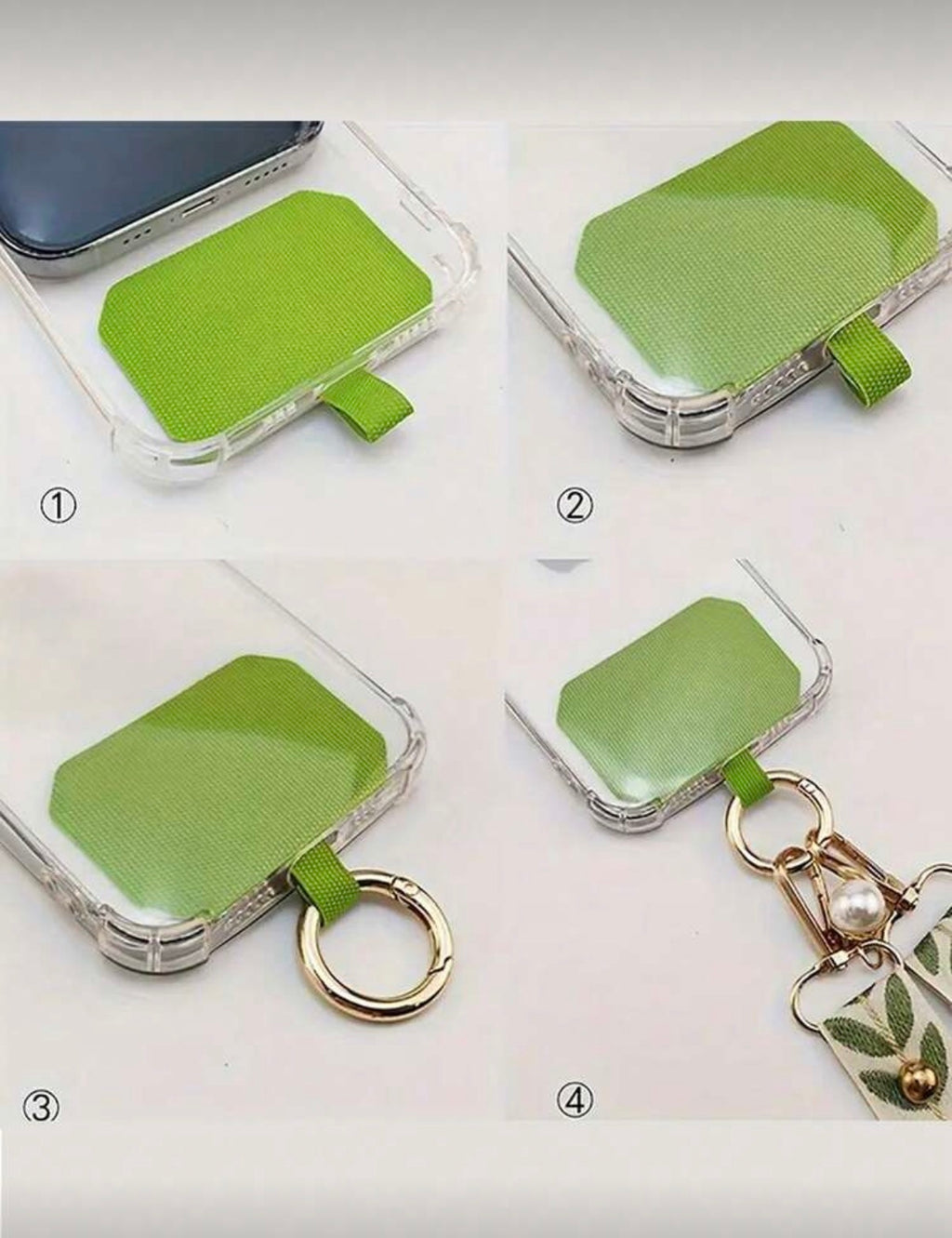 Adjustable Long Crossbody Phone Lanyard Strap With Wide Fabric Faux Pearl Pendant