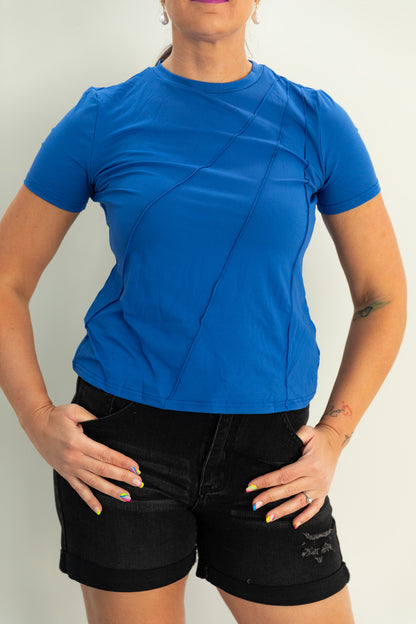 Cobalt Blue Pleated Panel Tee