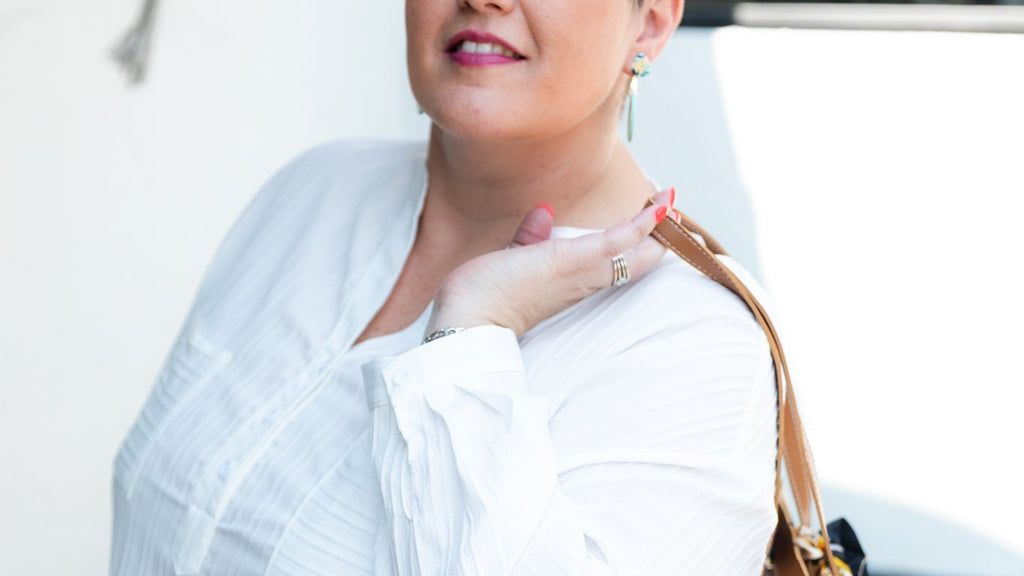 Curve White Textured High-Low Blouse