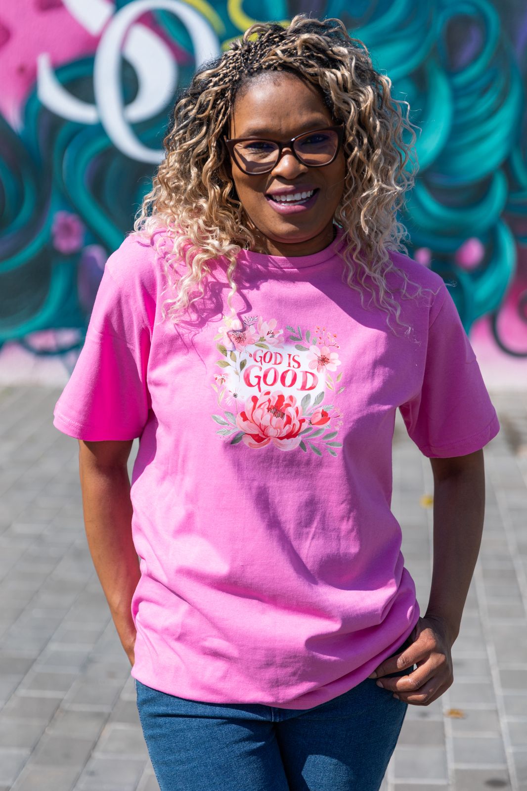 Bright Floral Faith Graphic Tees – Easy Fit Unisex