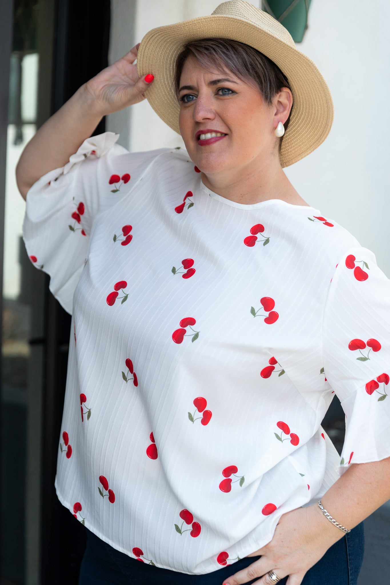 Cherry Print Curve Top 🍒