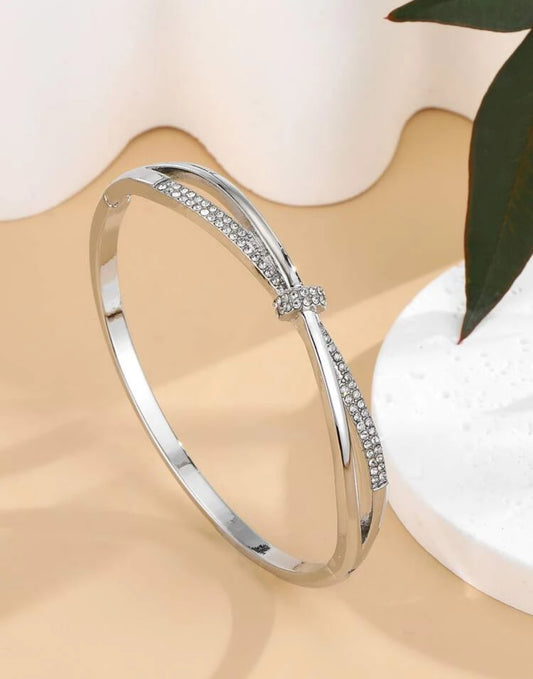 Silver Rhinestone Decor Bangle