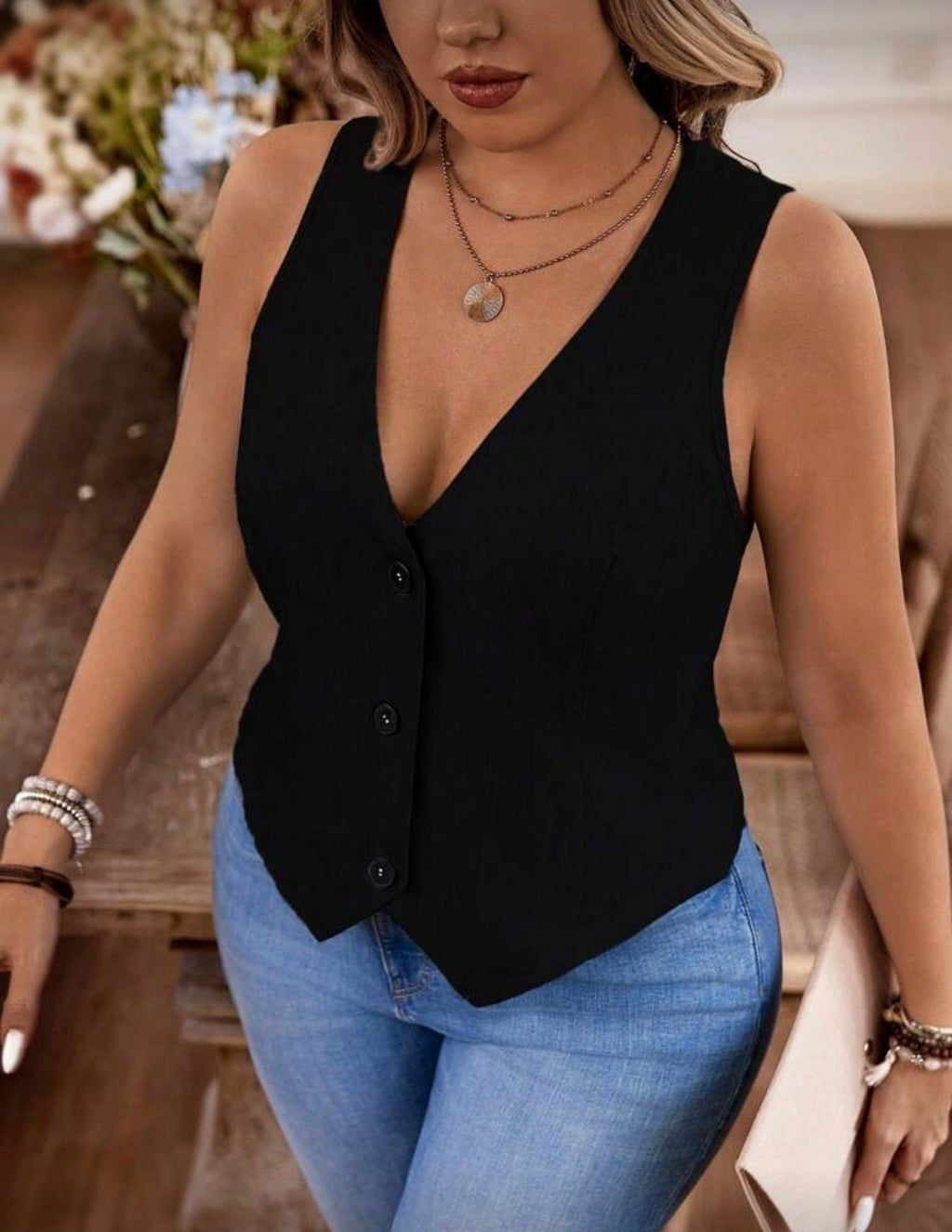 Black Curve Waistcoat