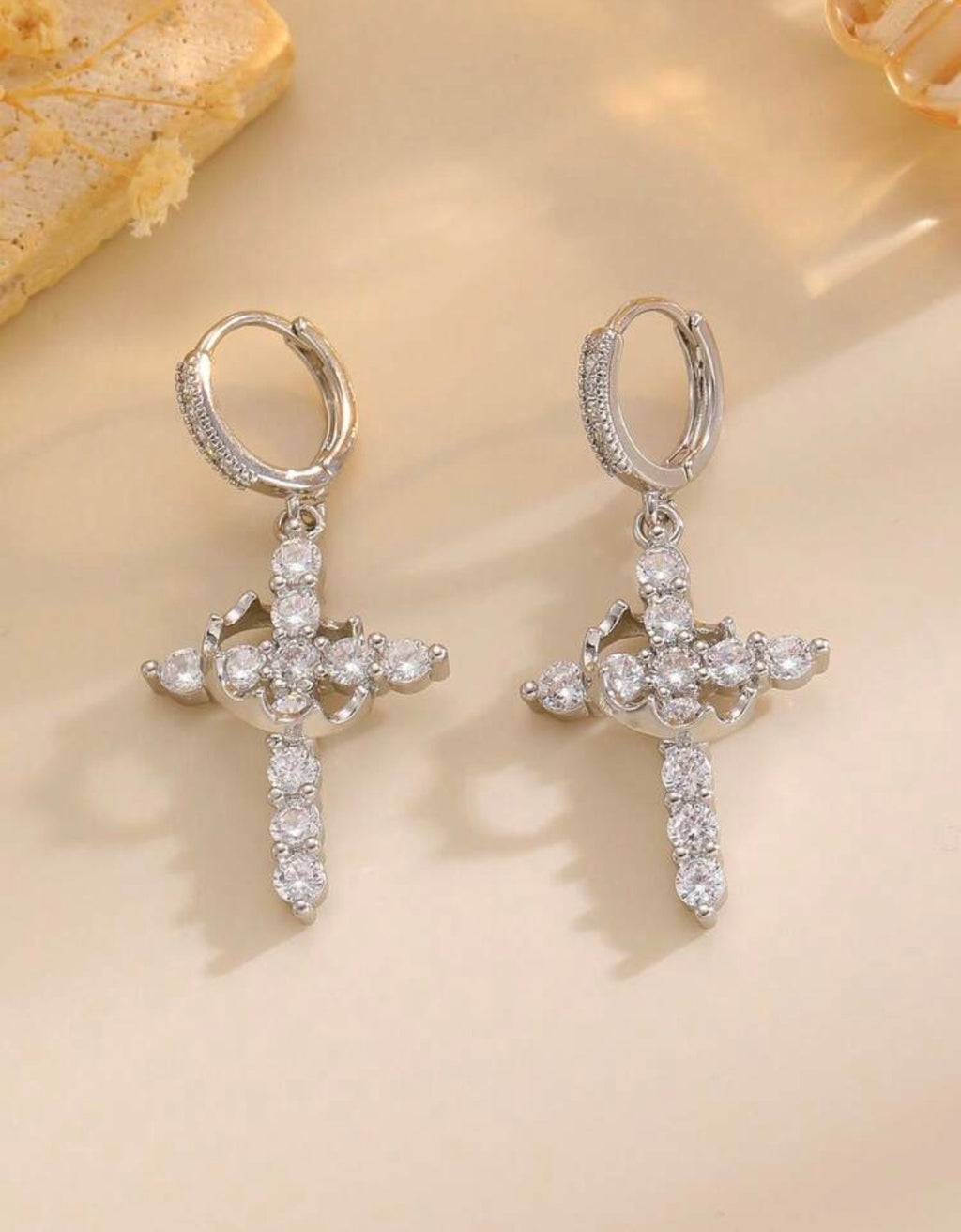 Cross and Crown Earrings