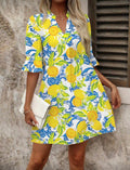 Lemon Detail 3/4 Sleeve Dress