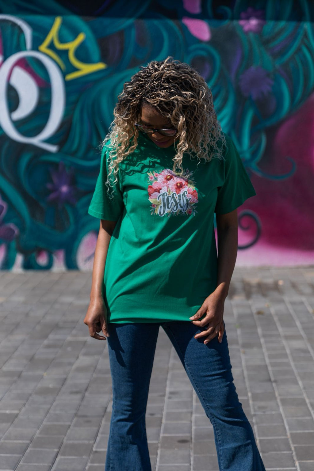 Bright Floral Faith Graphic Tees – Easy Fit Unisex