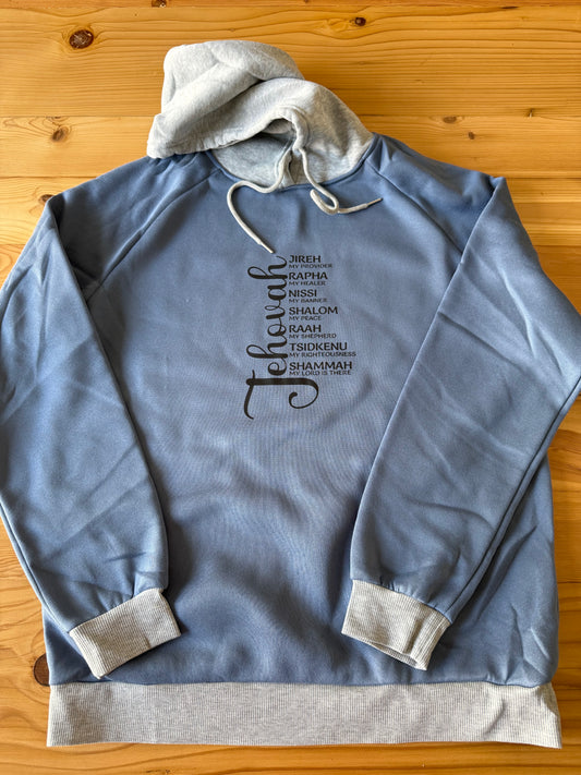 Jehovah Blue and Grey Thermal Lined Hoodie