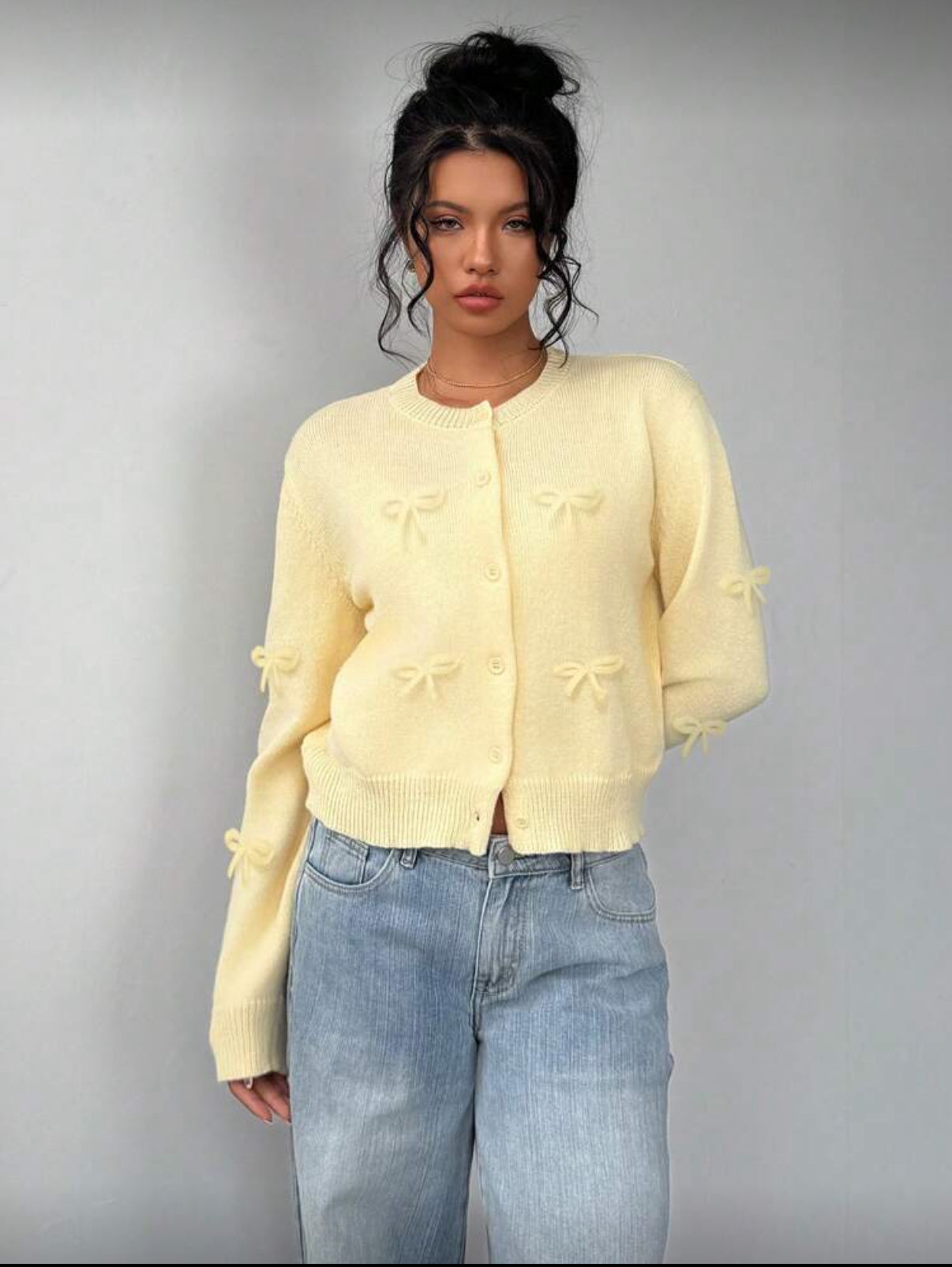 Cute as A Bow Butter Yellow Cardigan