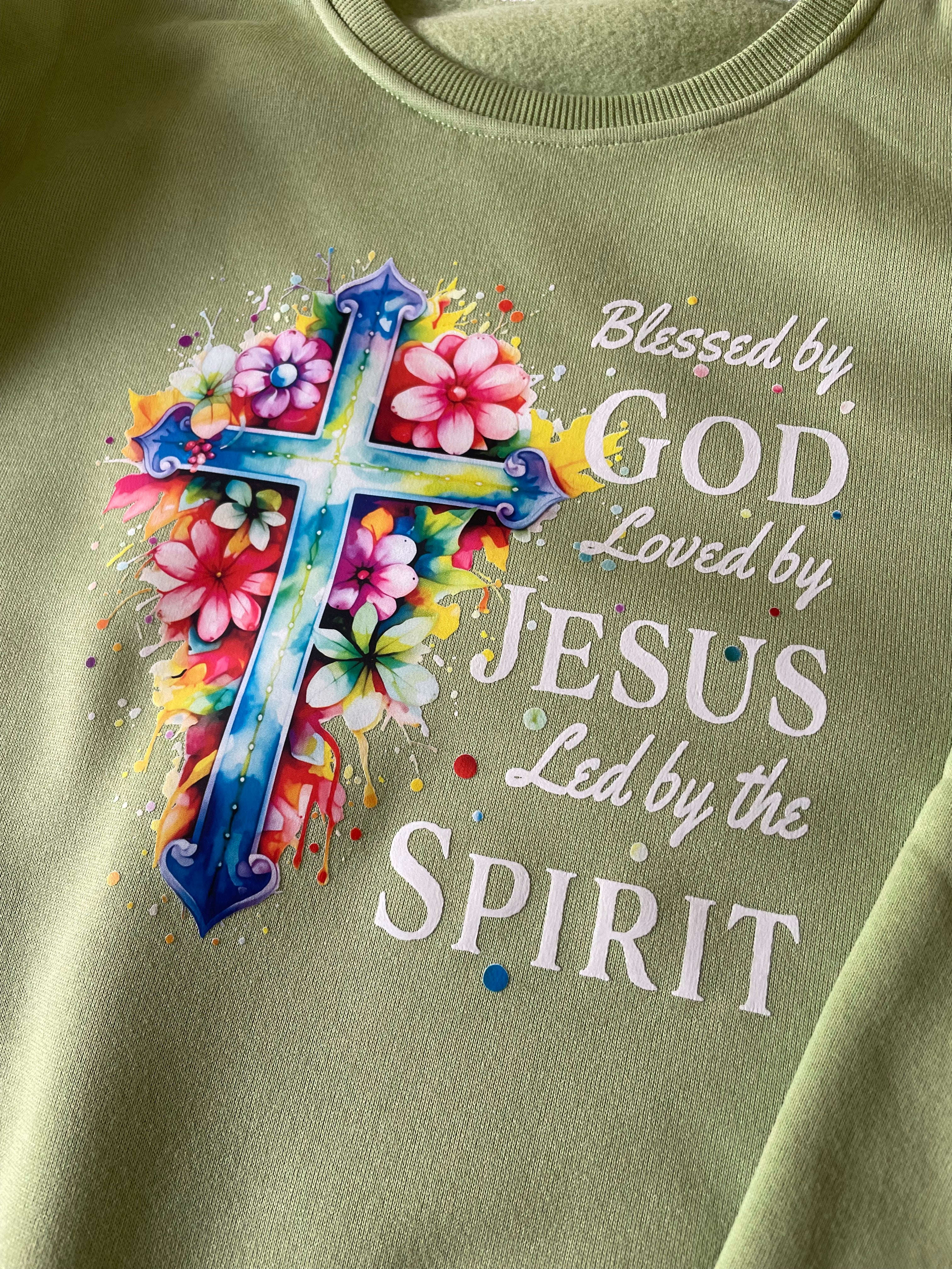 Blessed-byGod-loved-by-Jesus-led-by-the-Spirit-Graphic-Pullover-design-detail