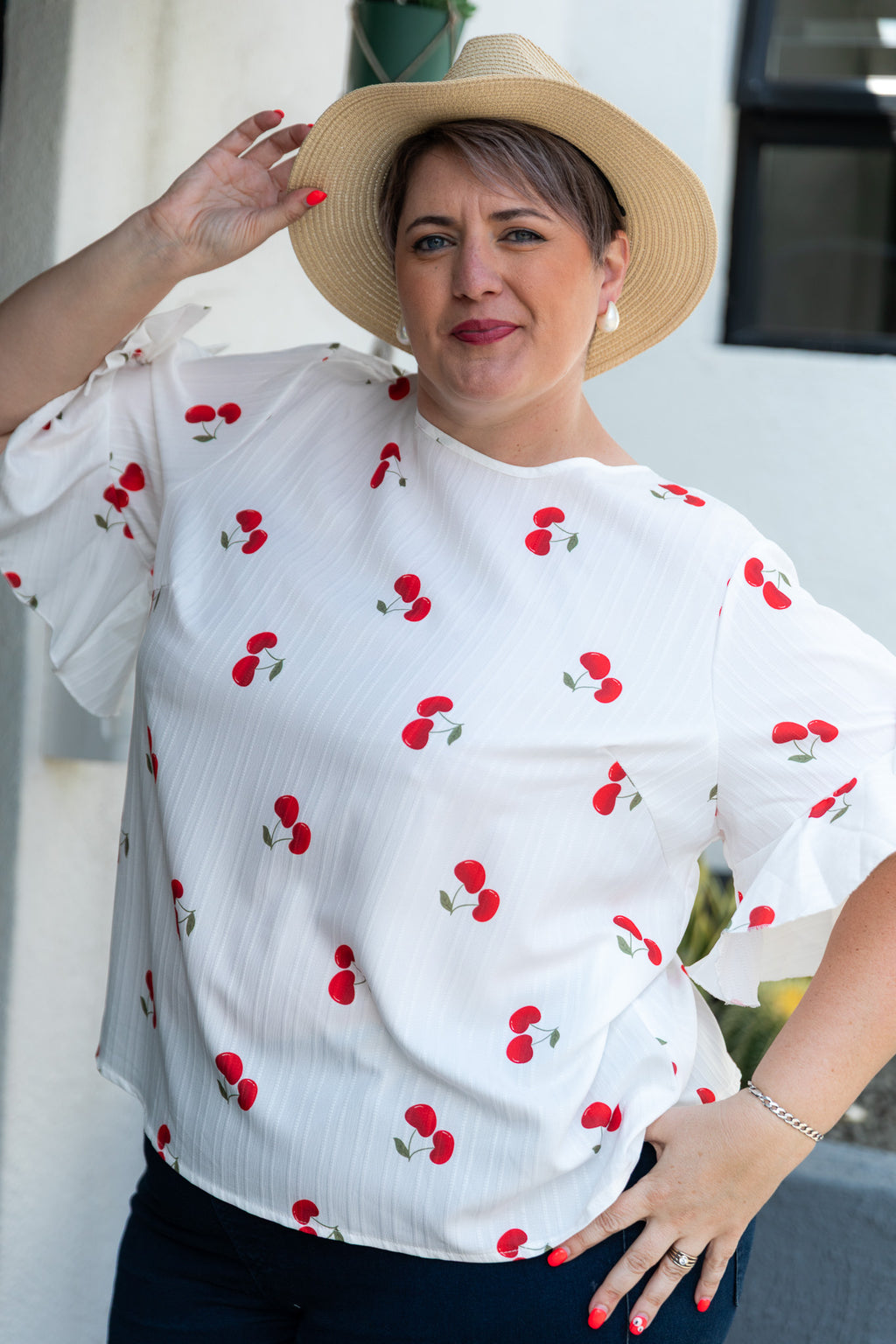 Cherry Print Curve Top 🍒