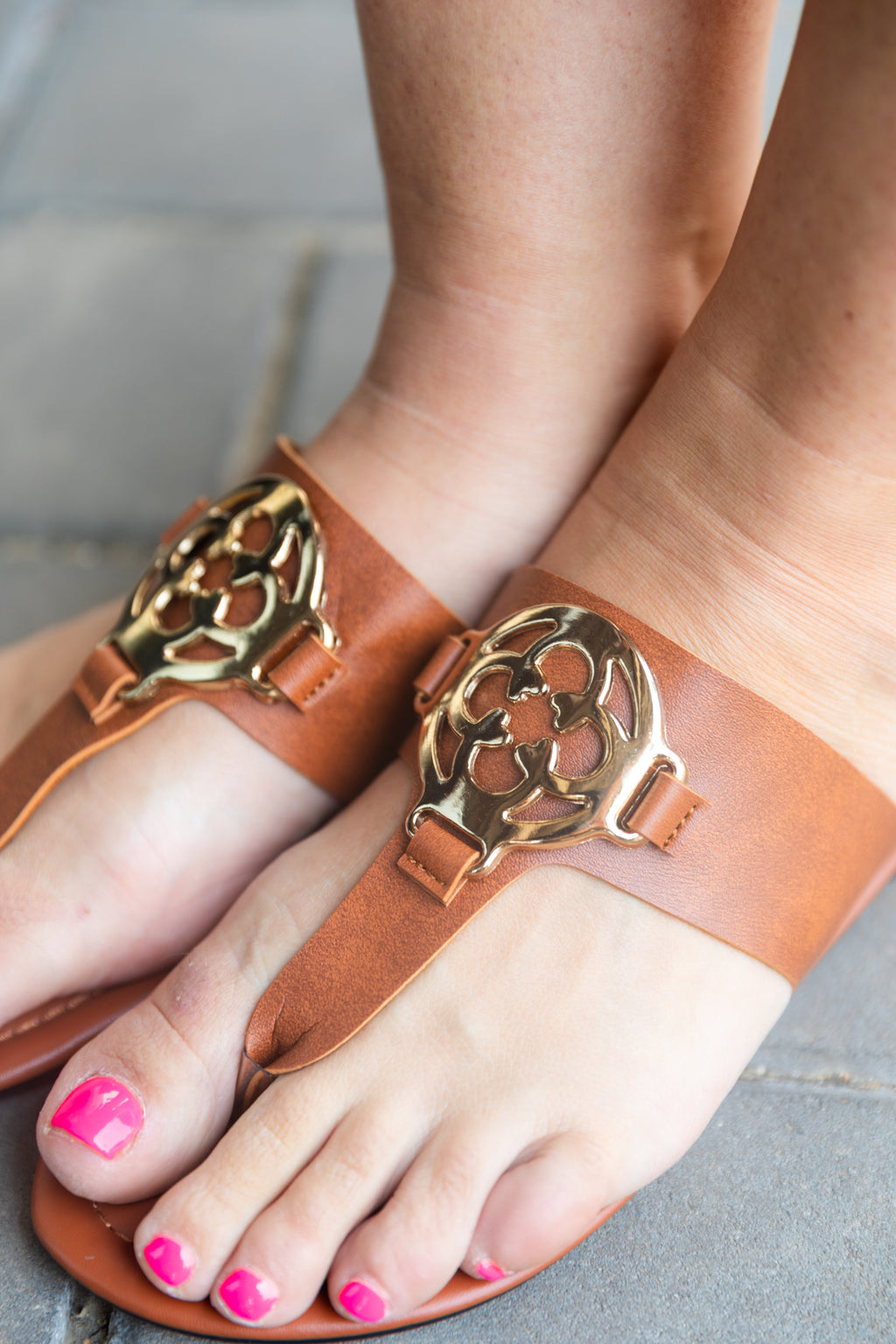 Brown Sandals – Metal Detail & Soft Cushion