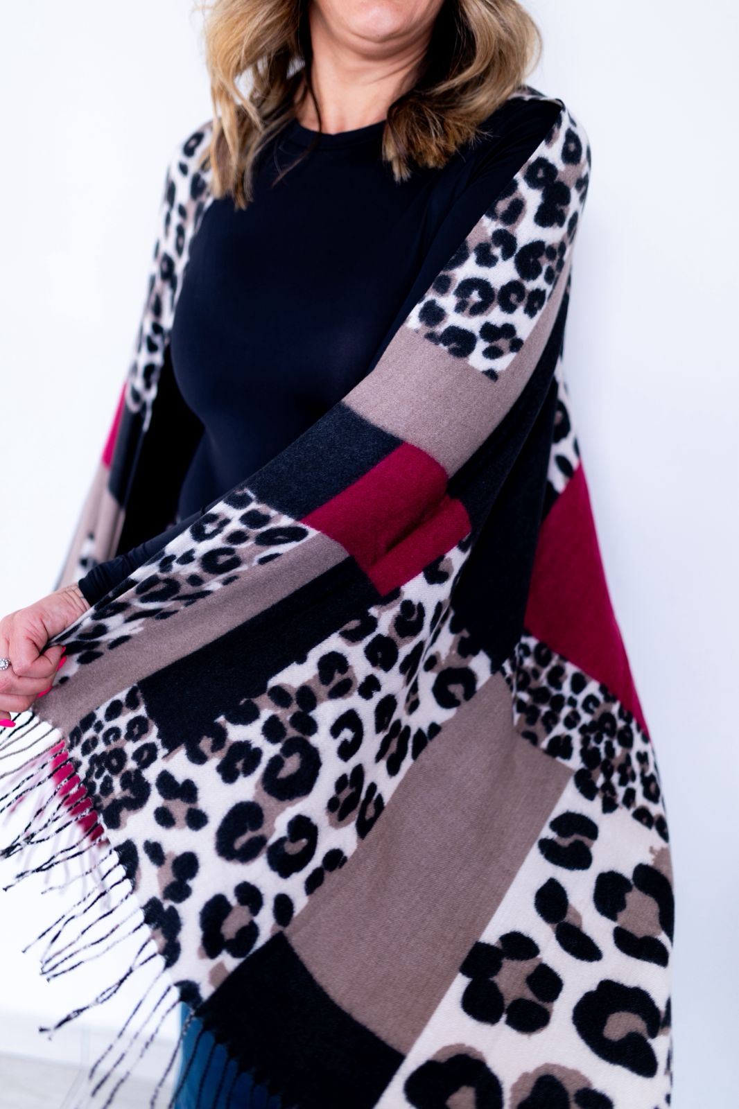Leopard Print Tassel Scarf