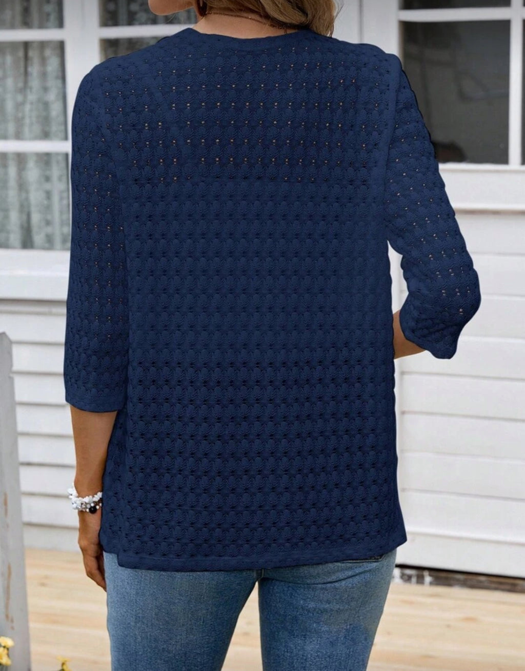Everyday Essential Textured Knit Cardigan – Navy