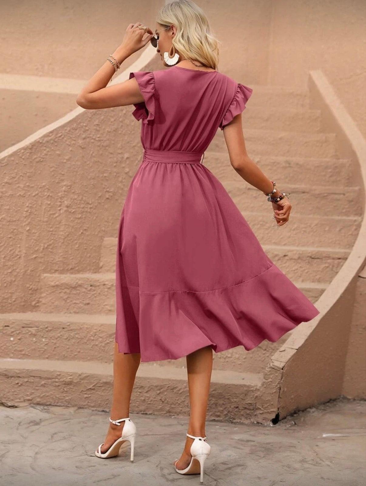 Watermelon Pink Wrap Dress