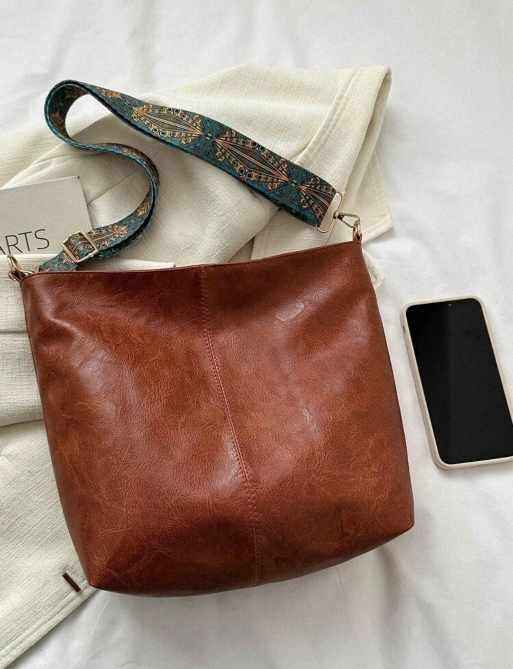 Brown Boho Strap Slouch Tote Bag Set