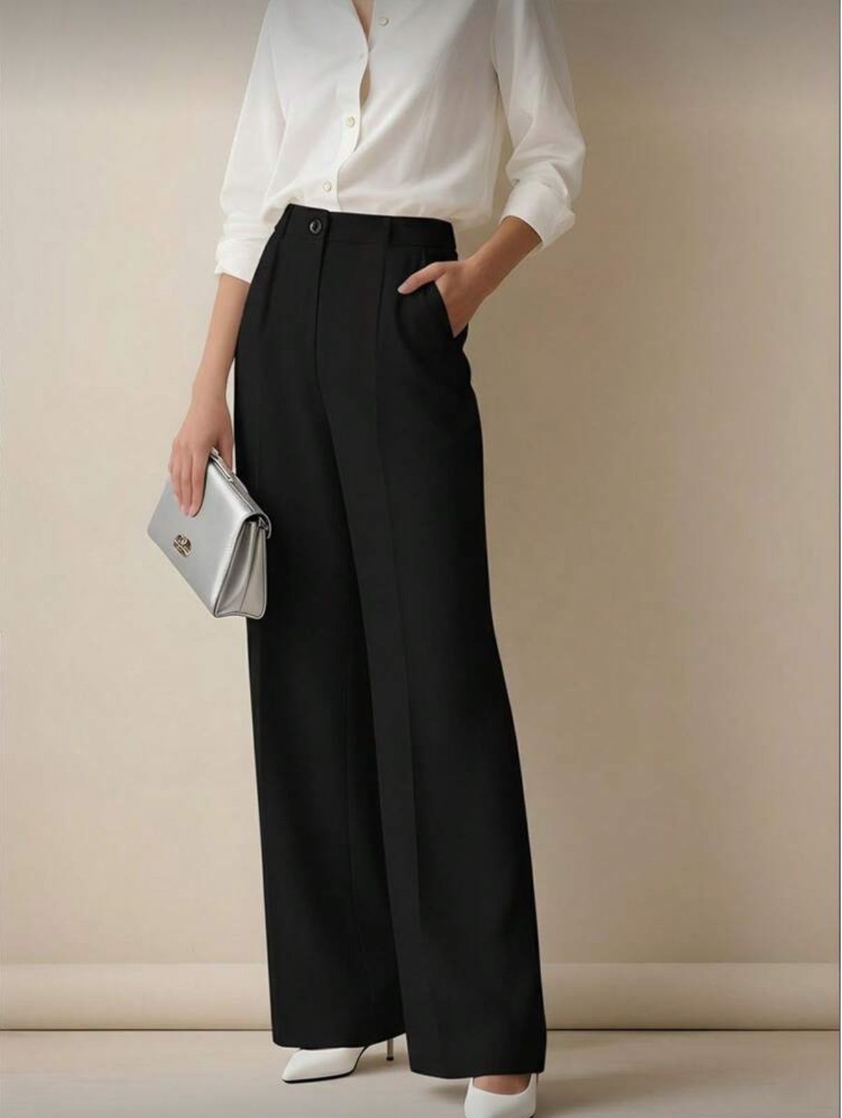 Black High Waisted Lose Fit Trousers