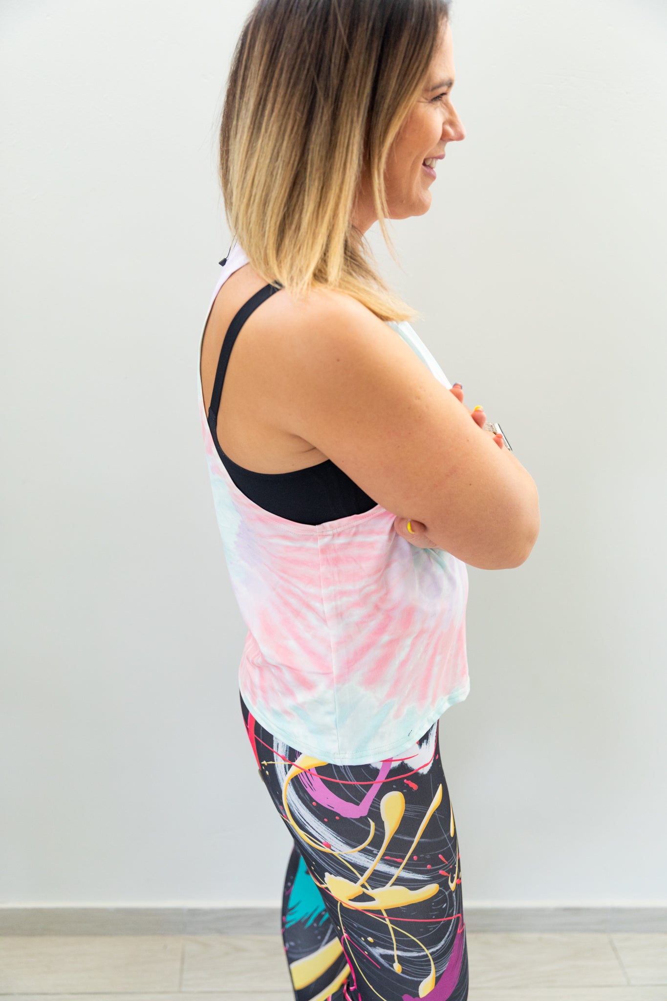 SHEIN Sports Tie Dye Slogan Graphic Sports Tank Top Gym Top