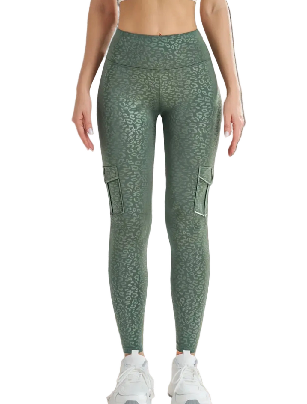 Army Green Top Quality Cargo Leggings