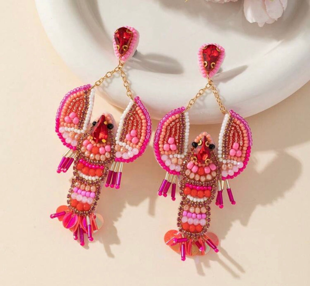 Beaded Lobster Earrings