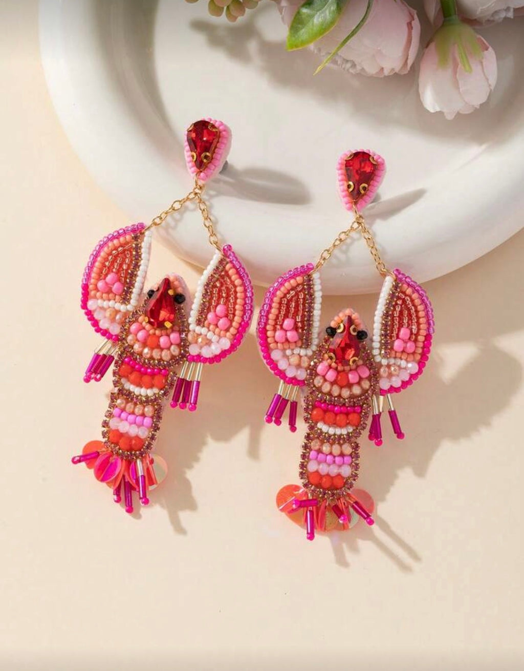Beaded Lobster Earrings