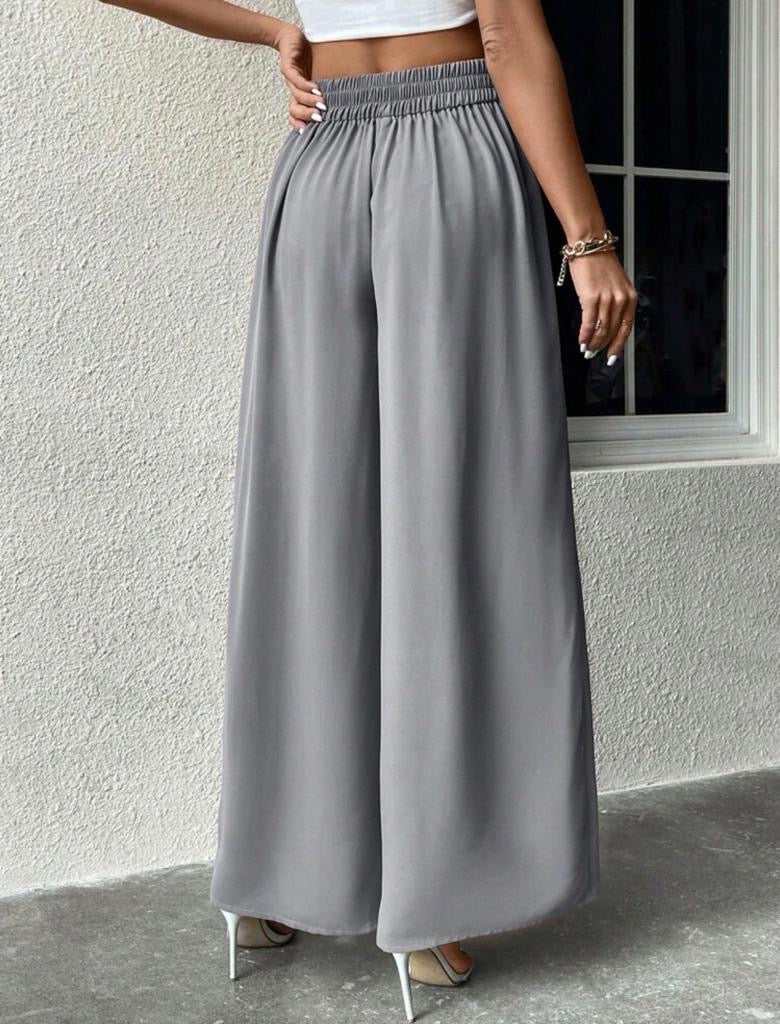 High Waisted Tie Solid Belted Wide Leg Pants (S8) (M4) (L7) (XL6 ...