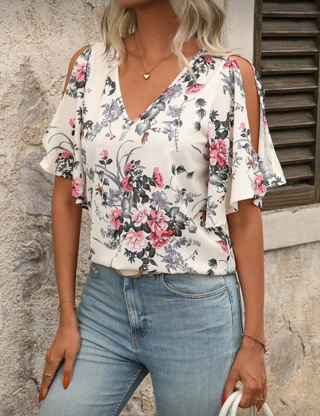 Floral Cold Shoulder Blouse